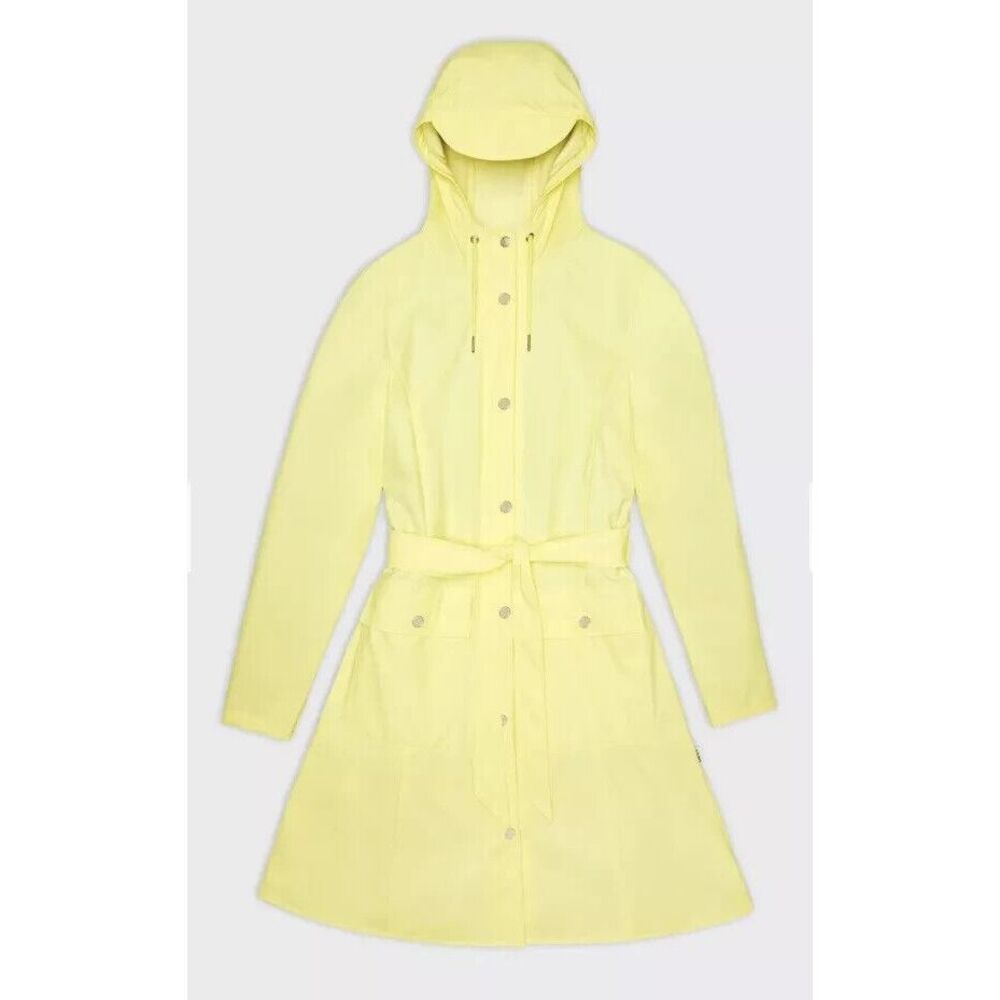 RAINS Womens Size S Curve Raincoat Straw Zipper Snap Trench Belted Waterproof